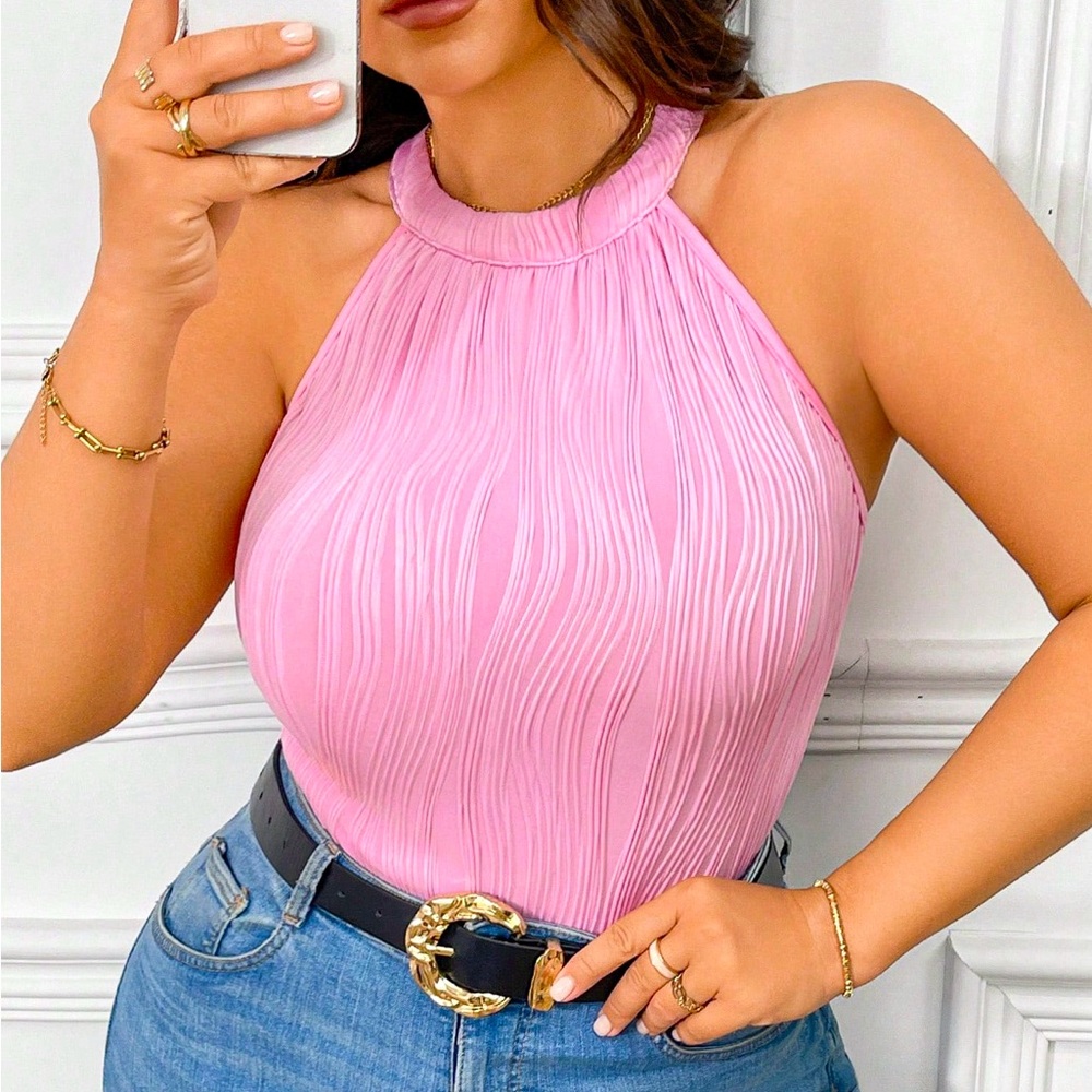 Women’s XL Pink Halter Bodysuit-NWOT